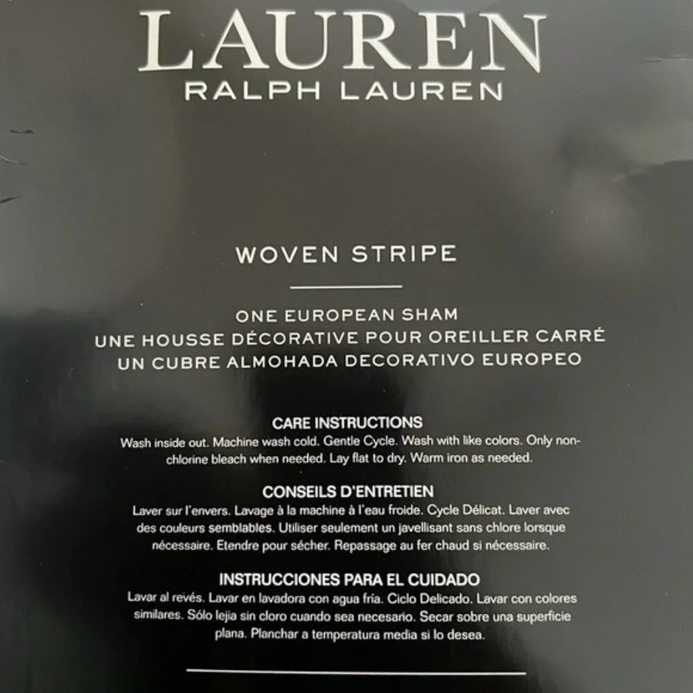 Ralph Lauren Eva Woven-Stripe Euro Sham in Dark Blue, NWT